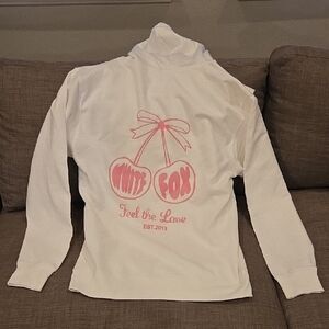 White Fox Boutique White and Pink Hoodie